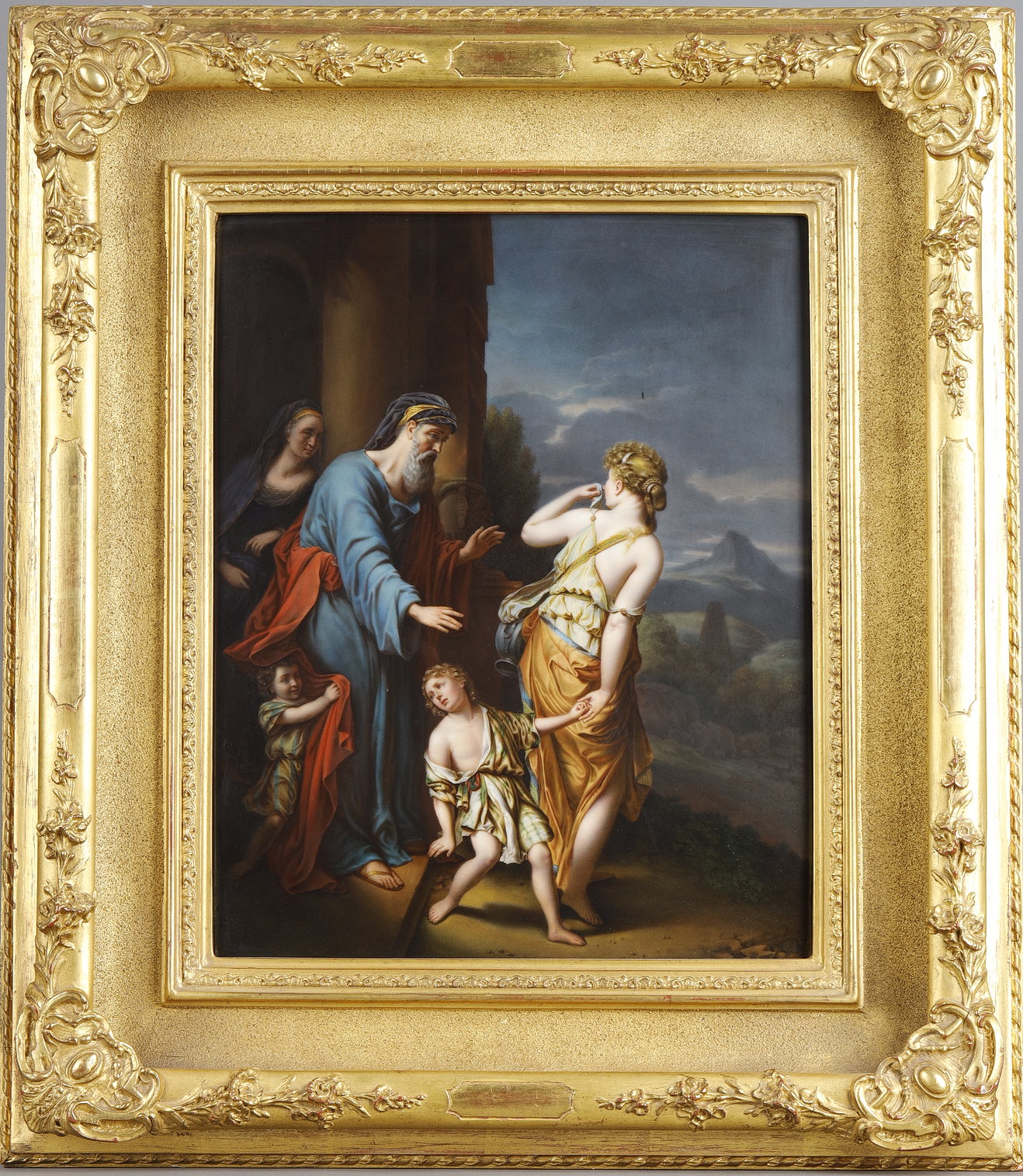 Plaque of Hagar Banished from the House of Abraham, KPM Porcelain, Berlin